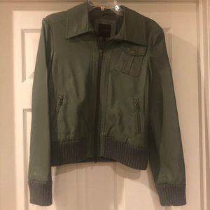 Leather bomber jacket